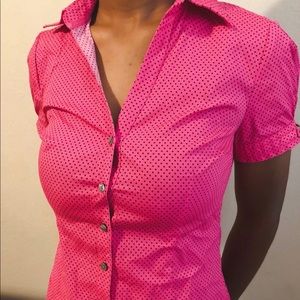 Express 60s Polka Dot Button Up Shirt